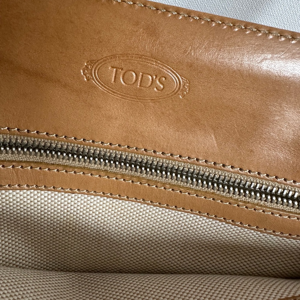 Tod's Cognac Leather Tote with Top Handles - Picture 9 of 11